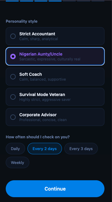 Choosing a Stingy AI coaching personality
